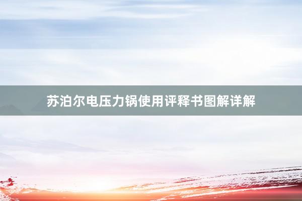 苏泊尔电压力锅使用评释书图解详解