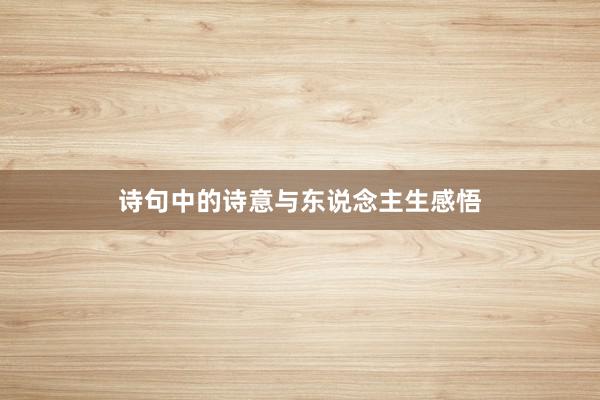 诗句中的诗意与东说念主生感悟